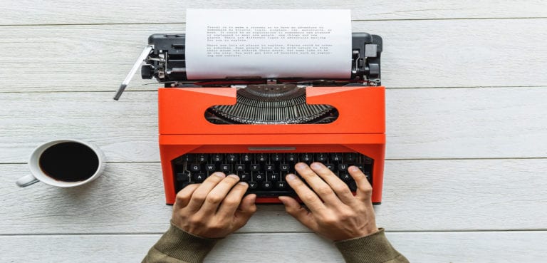 writing on a typewriter